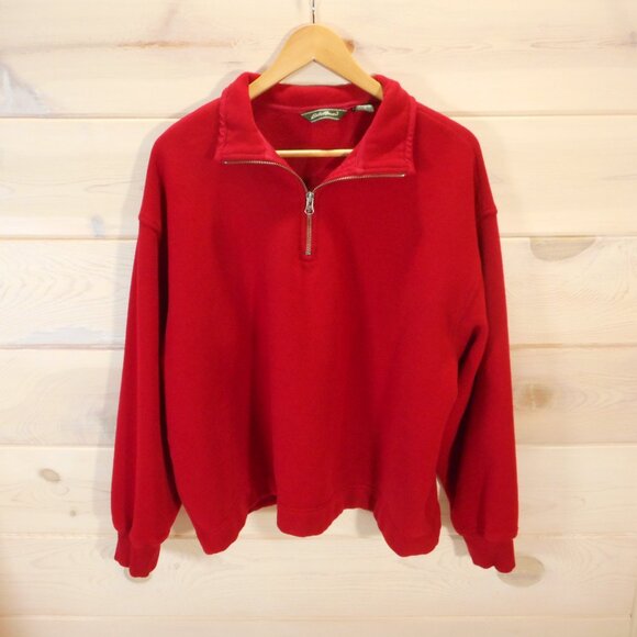 Eddie Bauer Women's XL Red Quarter 1/4 Zip Sweatshirt Pullover Camping Hiking - Picture 1 of 9